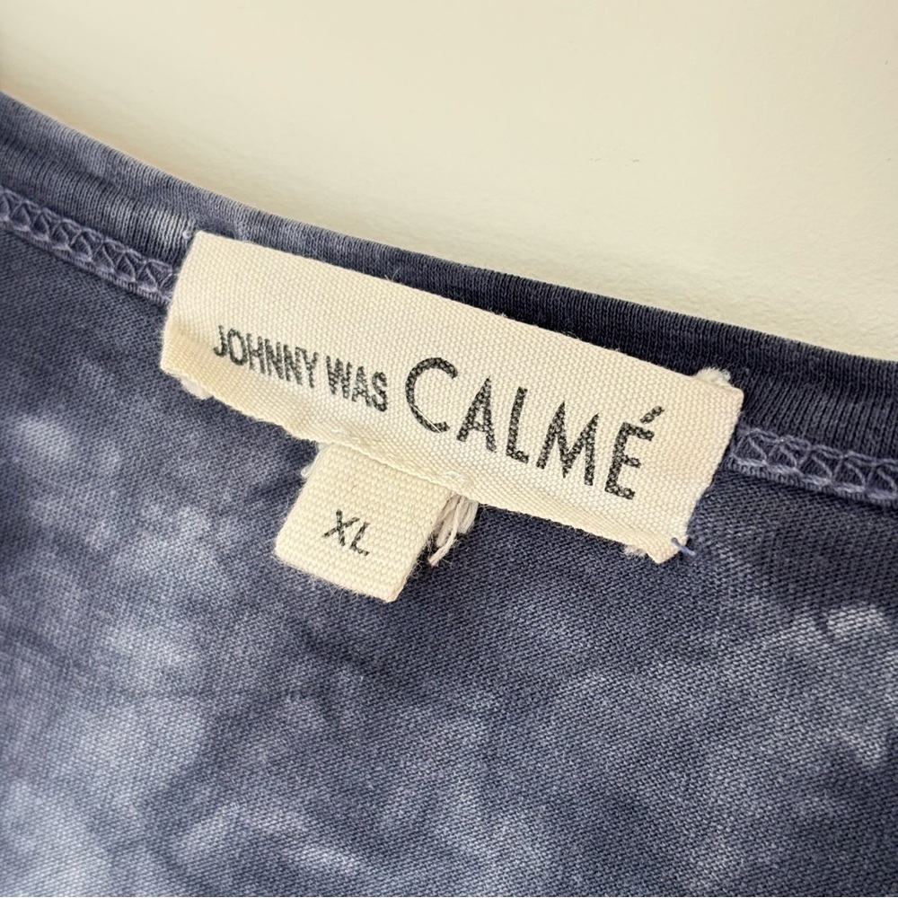 JOHNNY WAS CALMÉ Women’s Blake tie dye long sleeve tee shirt Blue Size XL - Picture 3 of 13